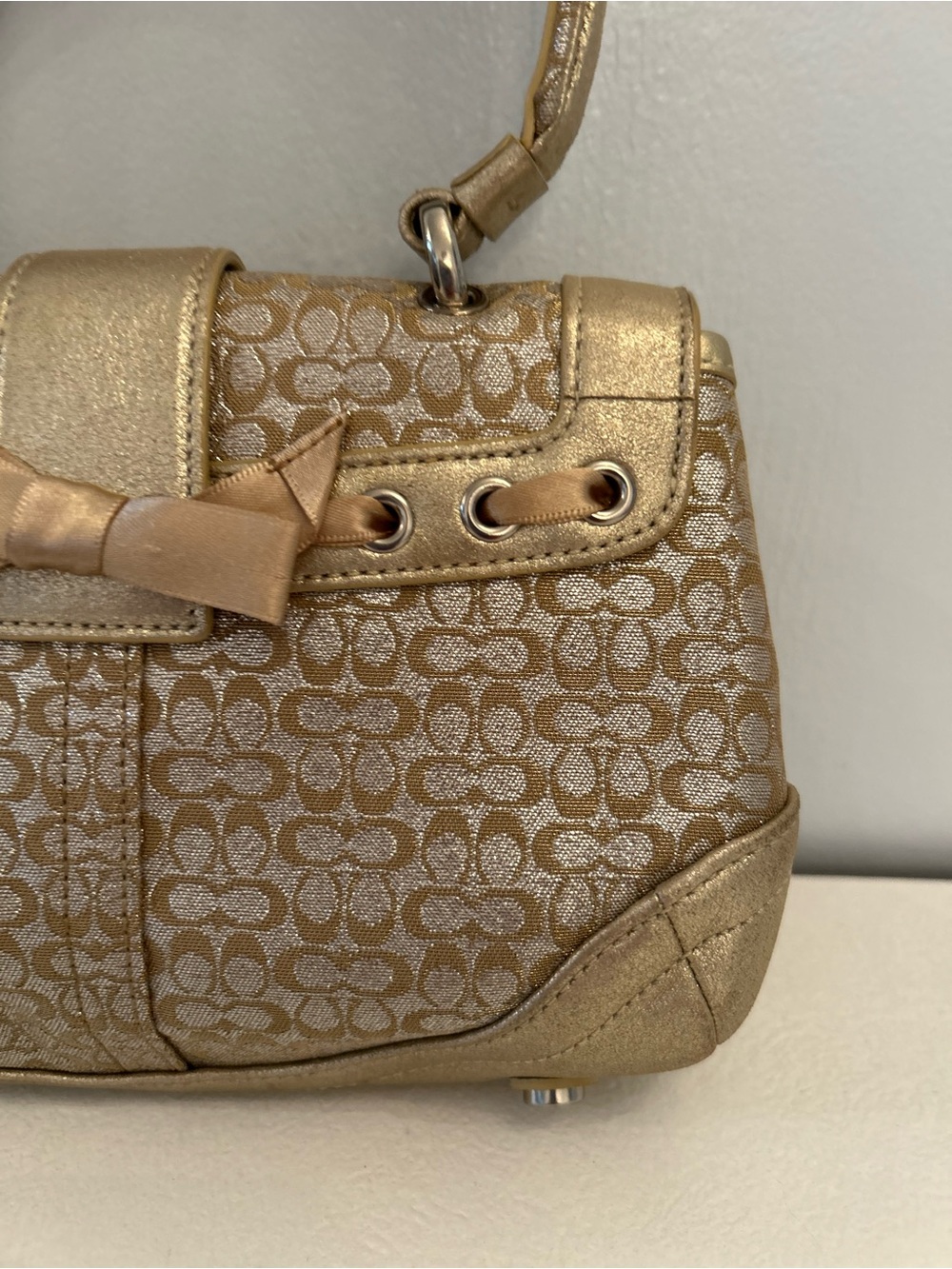 Coach Metallic Gold Mini Top Handle Bag - Picture 4 of 10